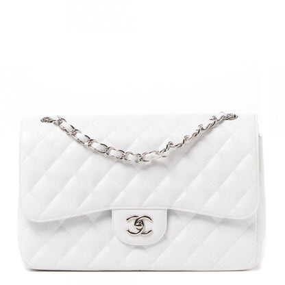 Chanel Caviar Quilted Jumbo Double Flap White 1 of 10
