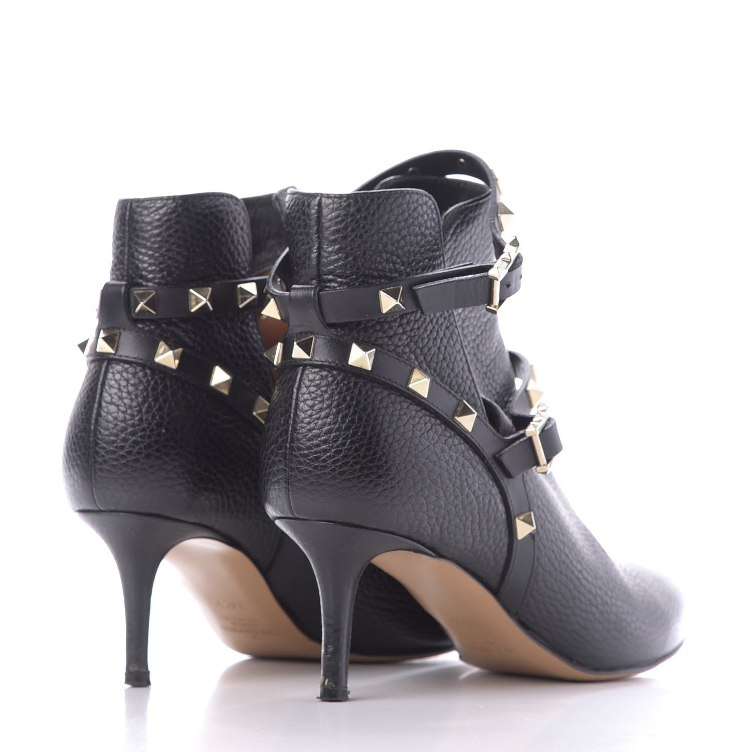 Valentino Garavani Pebbled Calfskin Rockstud Double Buckle 65mm Ankle Boots 36.5 Black 4 of 12