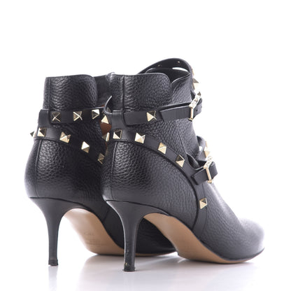 Valentino Garavani Pebbled Calfskin Rockstud Double Buckle 65mm Ankle Boots 36.5 Black 4 of 12