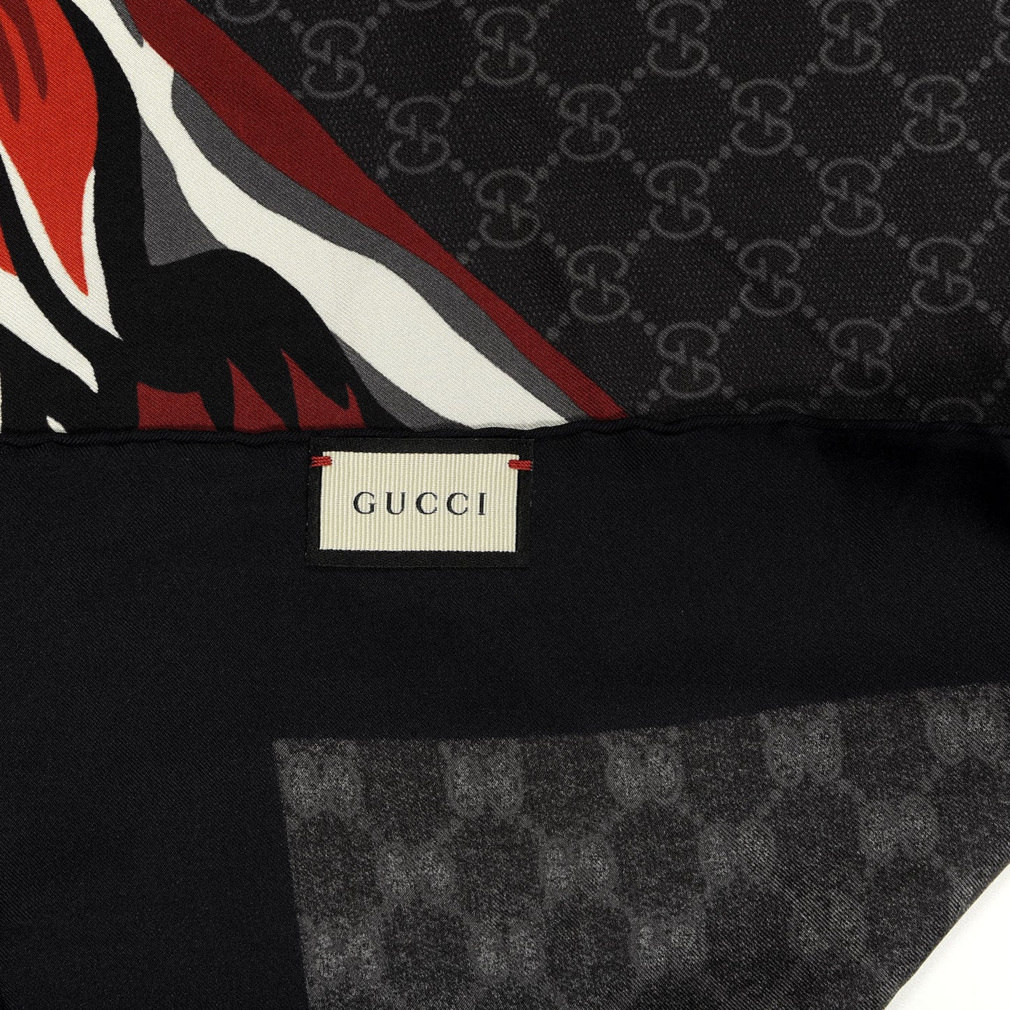Silk GG Monogram Wolf GG Web Scarf Black Blue