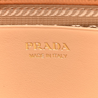 Prada Raffia Calfskin Crochet Logo Embroidered Mini Triangle Crossbody Pouch Naturale 7 of 10