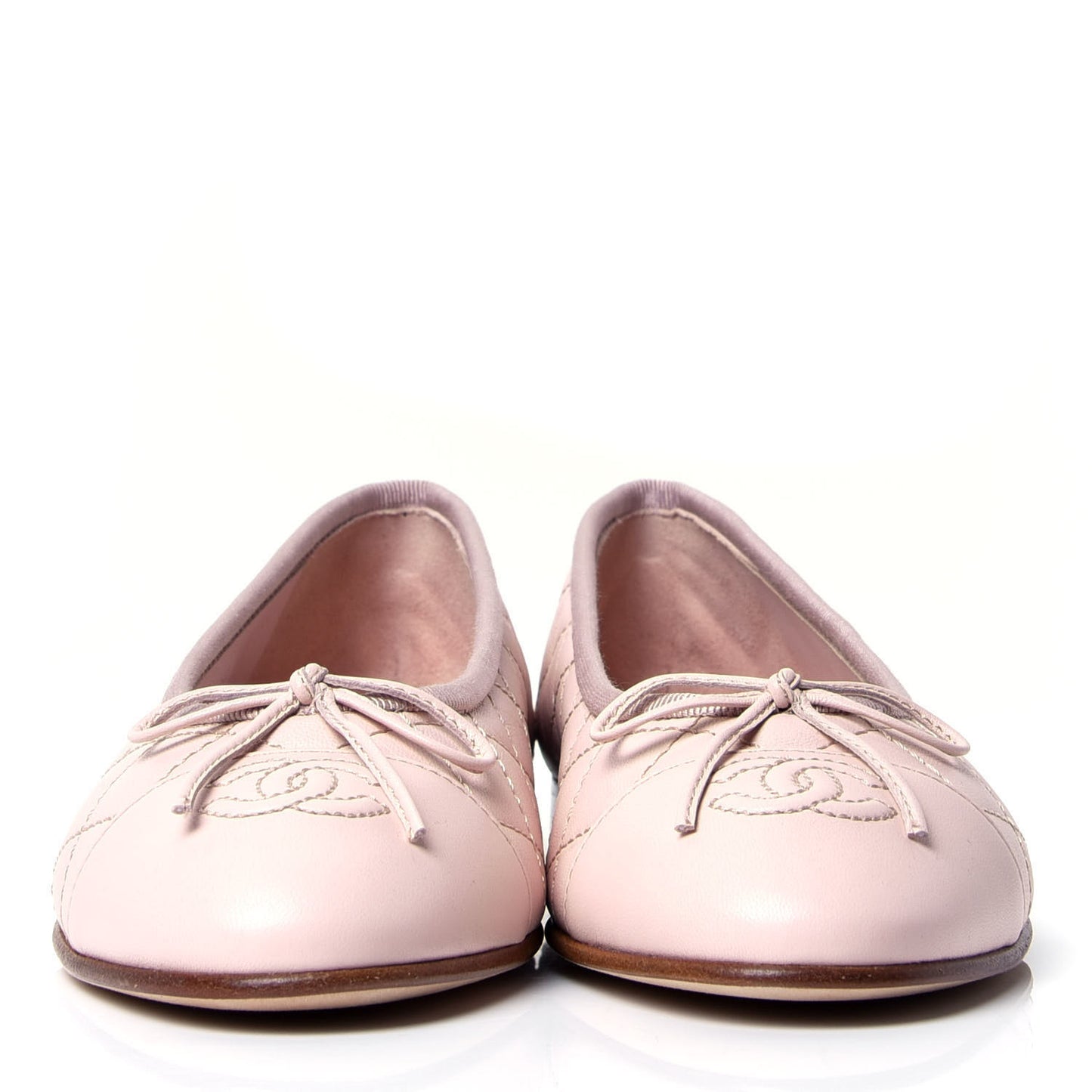 Lambskin Quilted Cap Toe Ballerina Flats 36.5 Beige