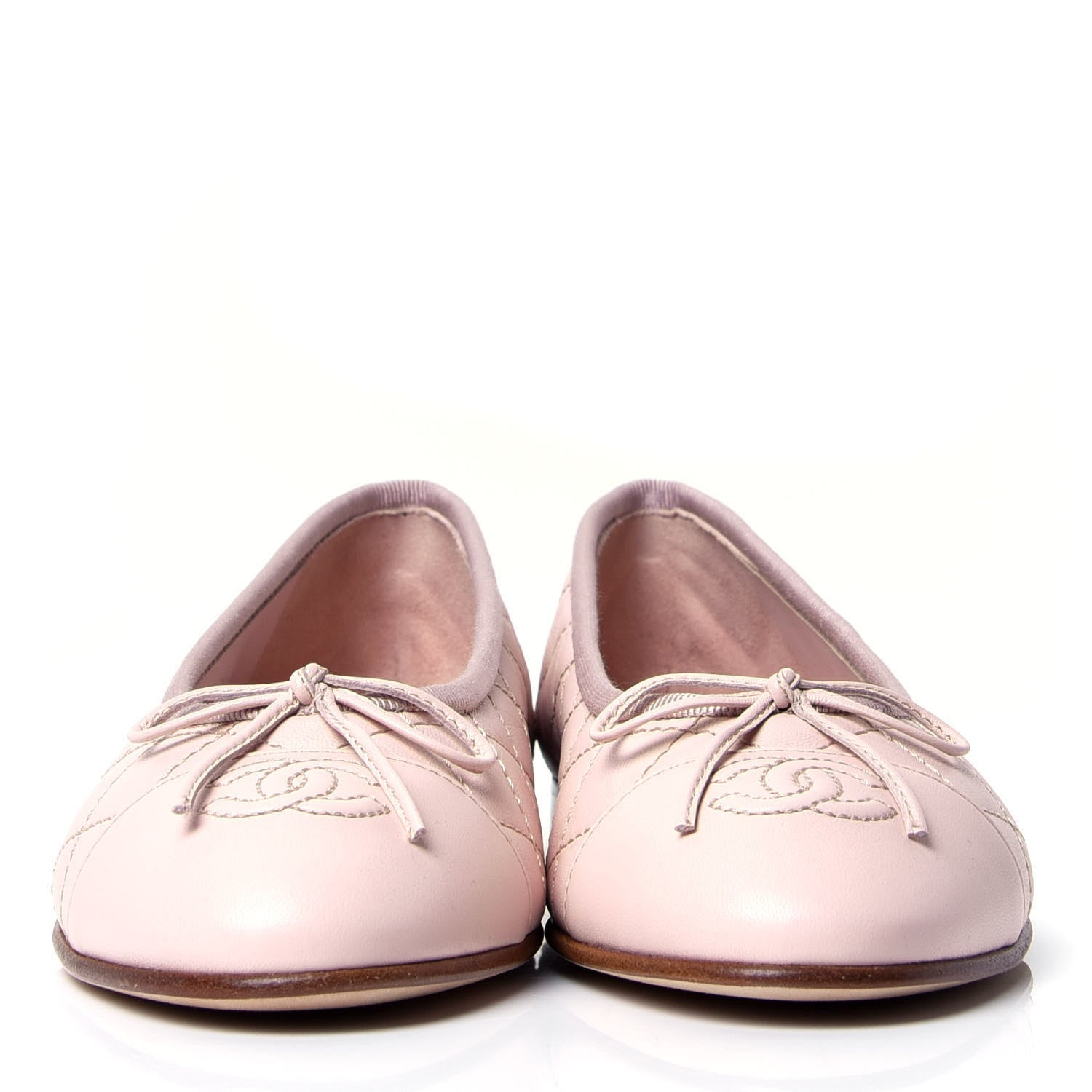 Chanel Lambskin Quilted Cap Toe Ballerina Flats 36.5 Beige 2 of 6