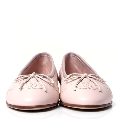 Chanel Lambskin Quilted Cap Toe Ballerina Flats 36.5 Beige 2 of 6