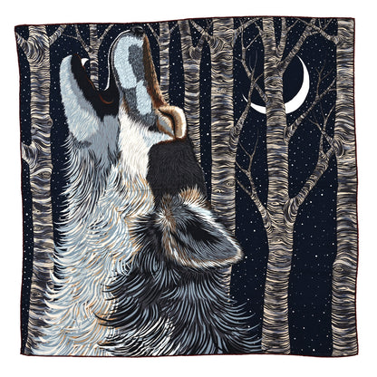 Hermes Cashmere Silk Awooooo Scarf 100 Marine Anthracite Gris 1 of 3