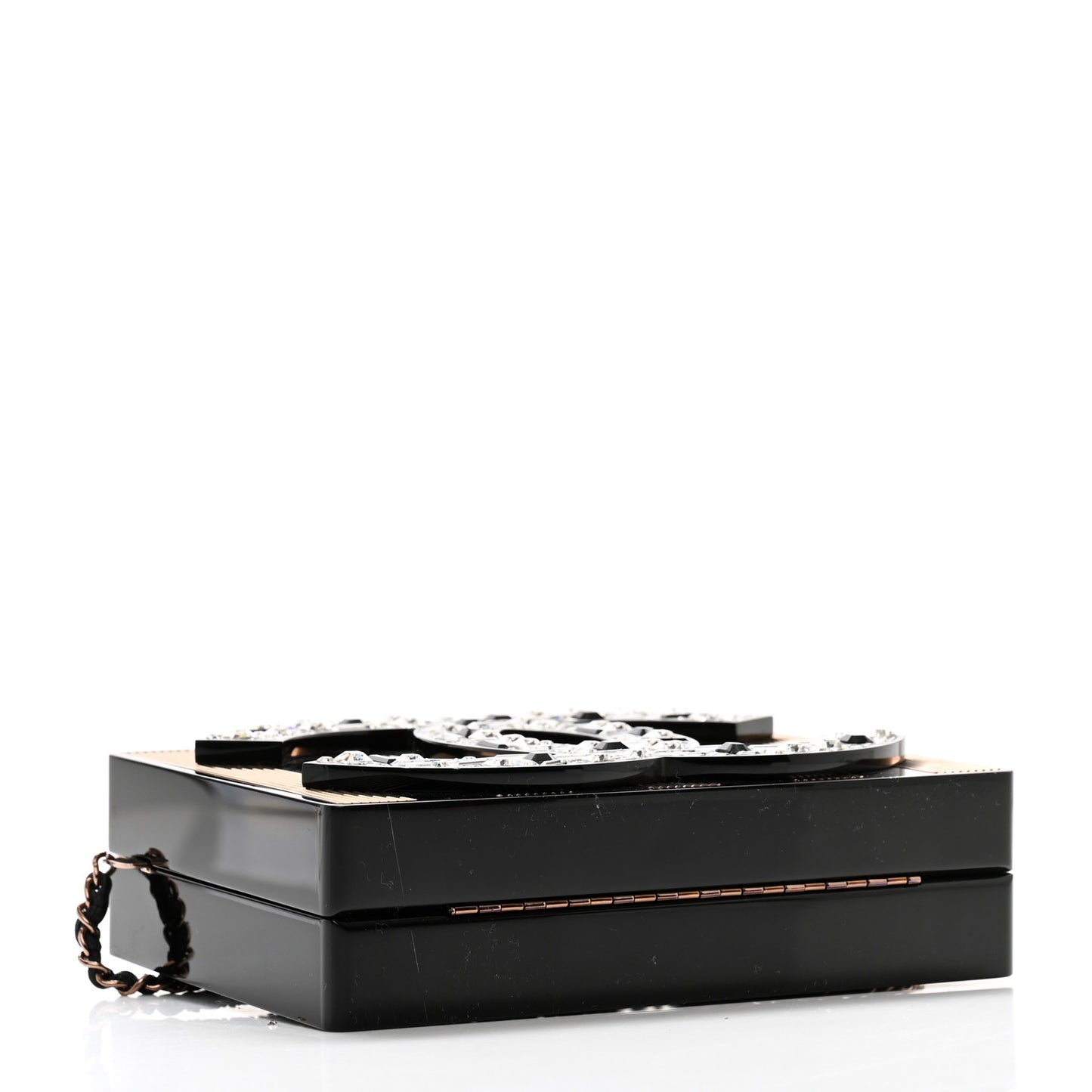 Plexiglass Crystal CC Minaudiere Clutch Black Copper