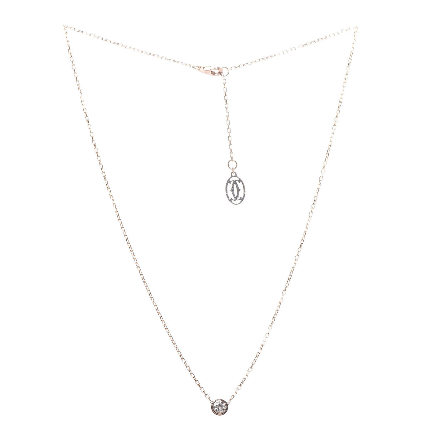 18K Pink Gold Diamond LM D'Amour Pendant Necklace