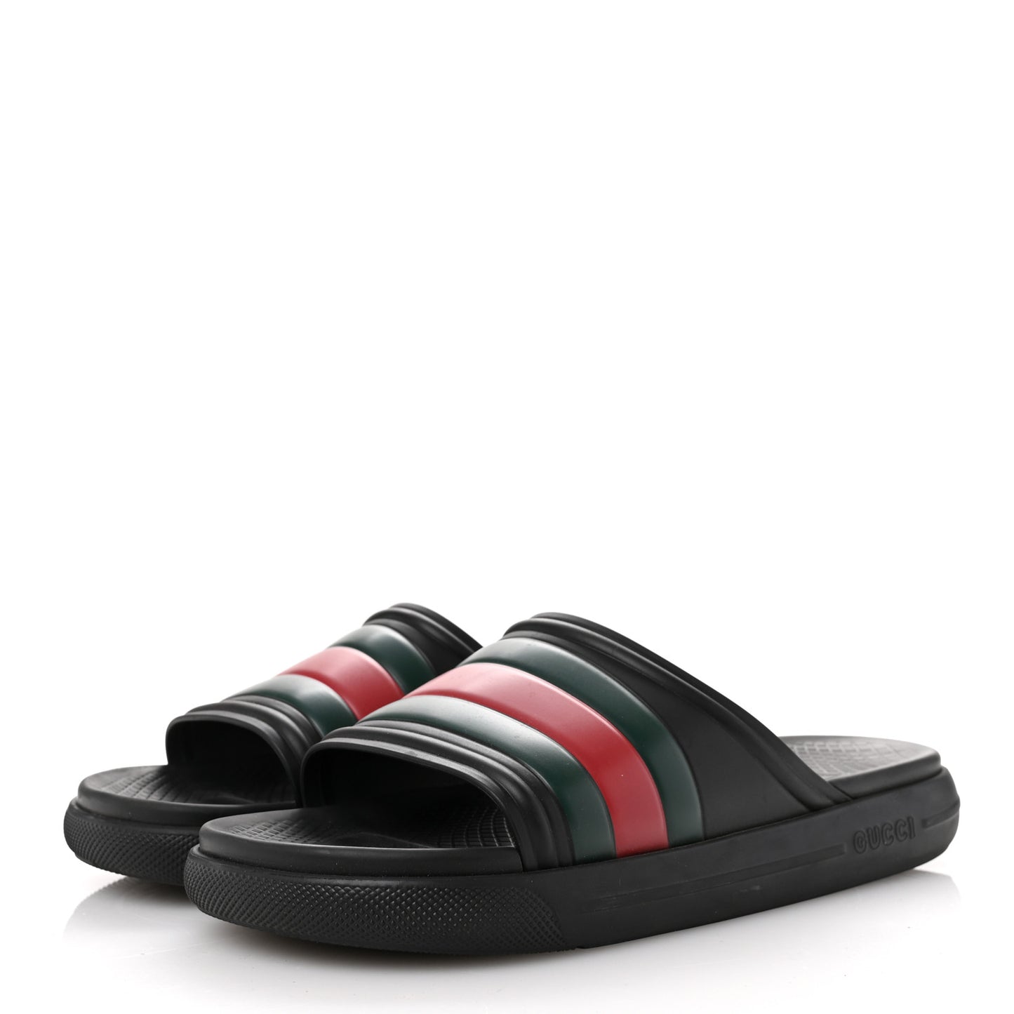 Rubber Web Mens Slide Sandals 9 Black Green Red
