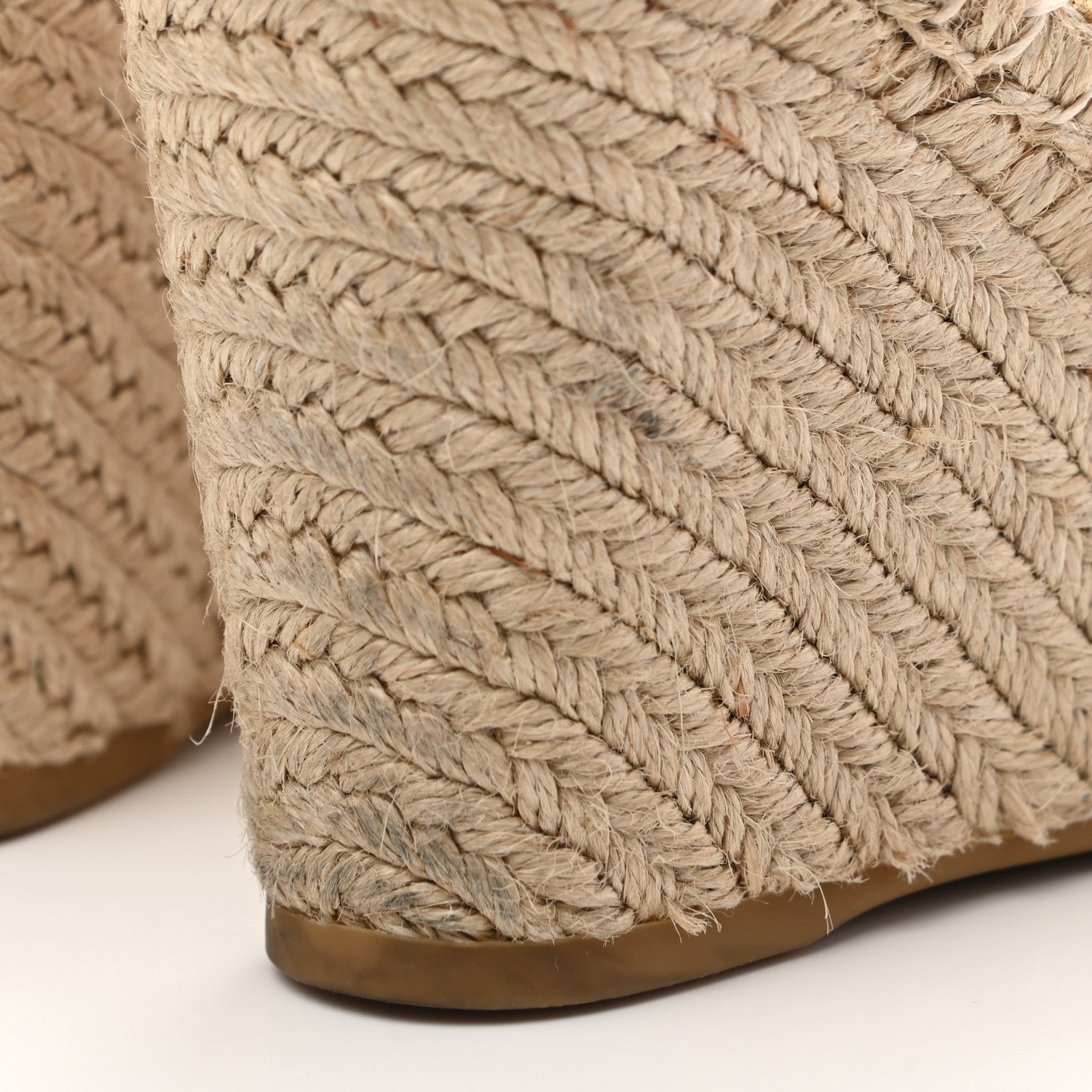 Valentino Garavani Metallic Pebbled Calfskin Rockstud Ankle Strap Espadrille 15/105mm Wedge Sandals 35 Antique Brass Natural 10 of 11