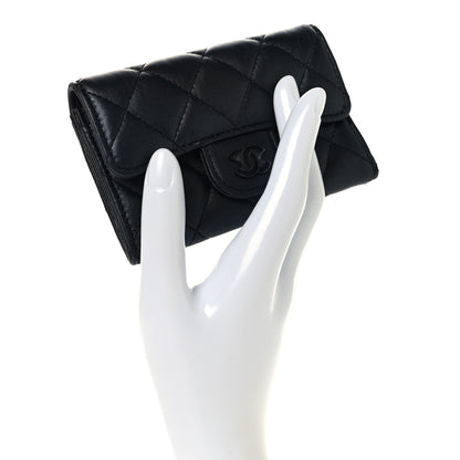 Chanel Lambskin Quilted Flap Card Holder Wallet So Black 2 of 9