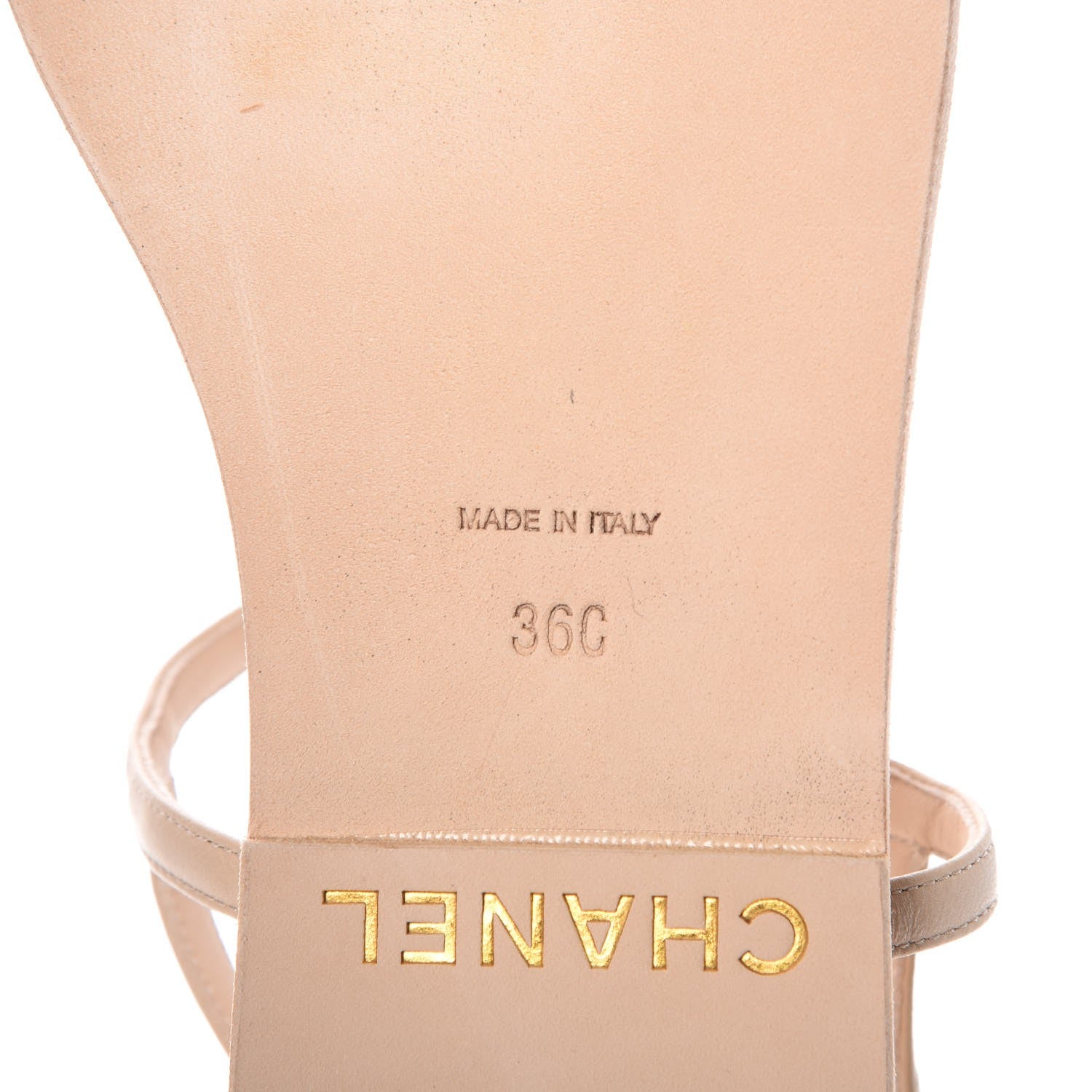 Chanel Lambskin CC Chain Thong Sandals 36 Beige 6 of 10