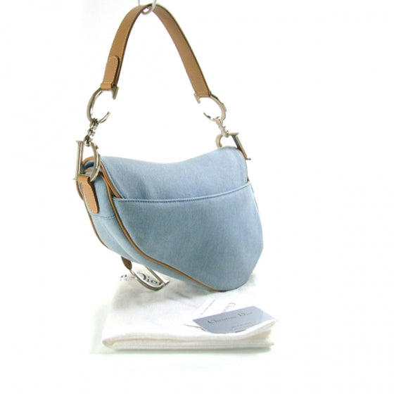 Denim Calfskin Saddle Bag Blue