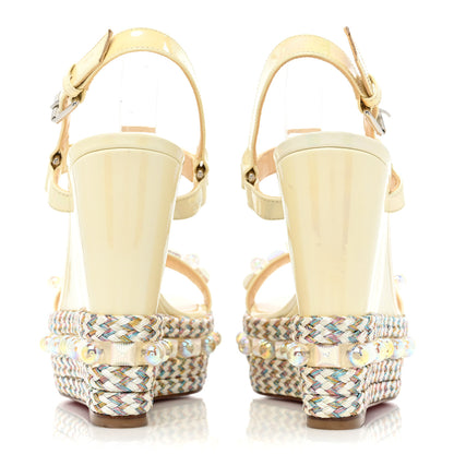Christian Louboutin Glitter Luminor Cataclou 120 Platform Sandals 38 Off White 4 of 16