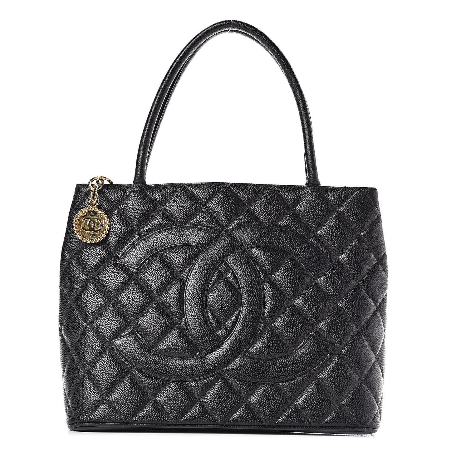 Caviar Quilted Medallion Tote Black
