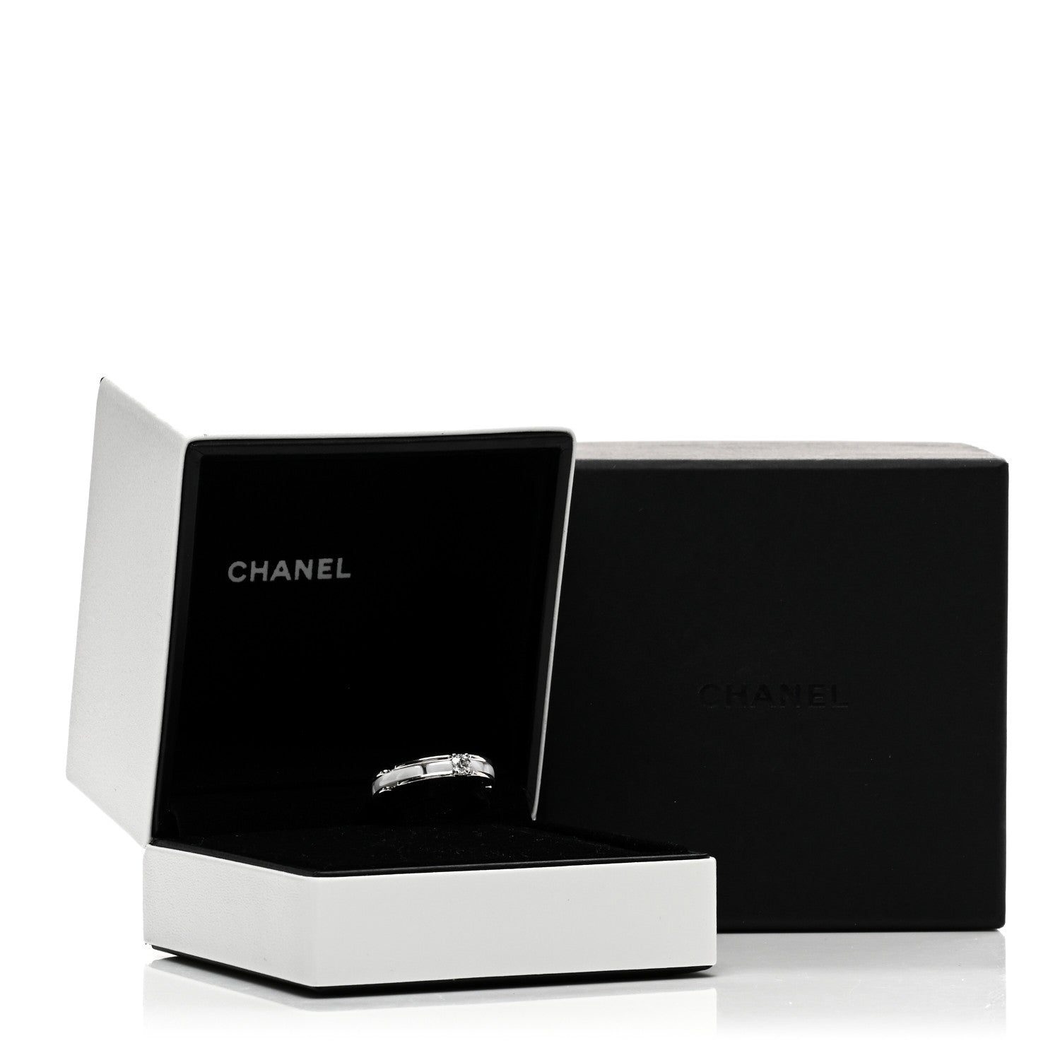 Chanel 18K White Gold Ceramic Diamond Slim Ultra Ring 56 7.5 White 5 of 5