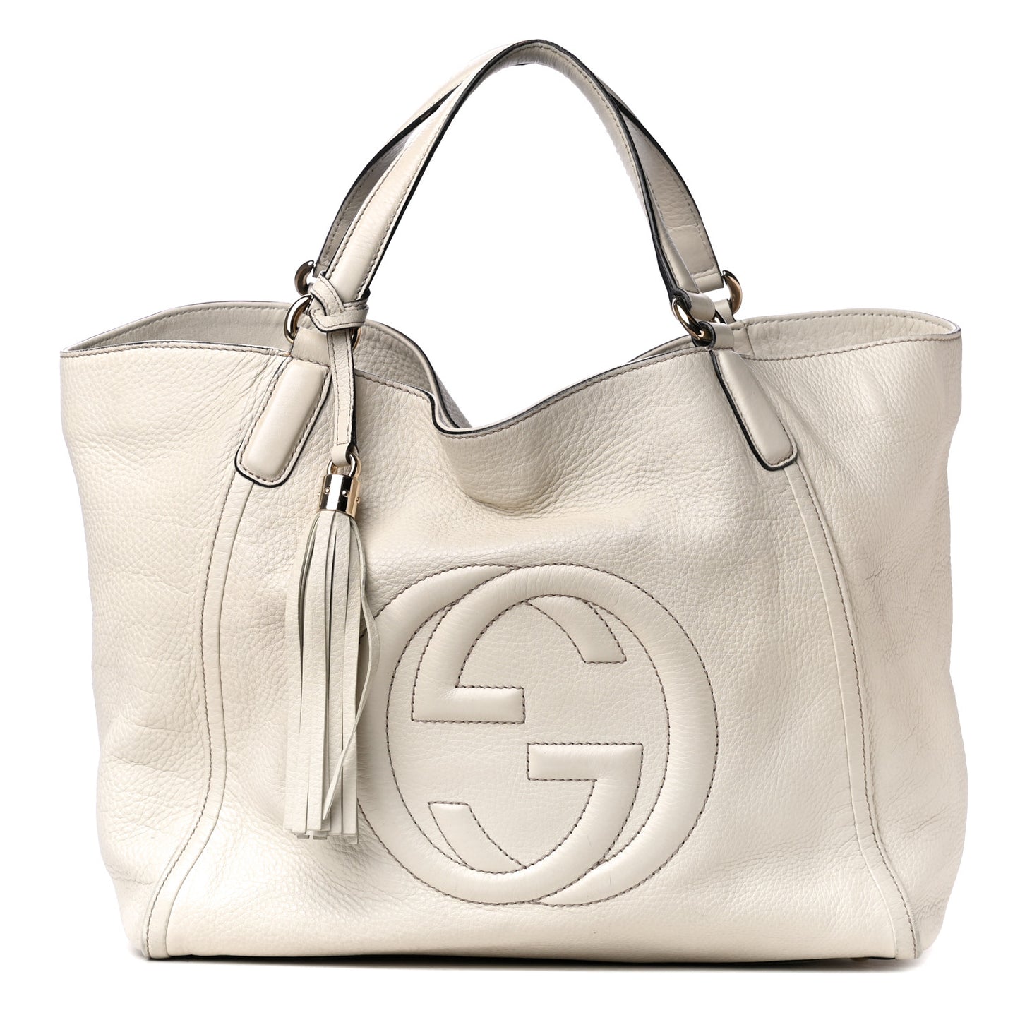 Pebbled Calfskin Medium Soho Shoulder Bag Off White