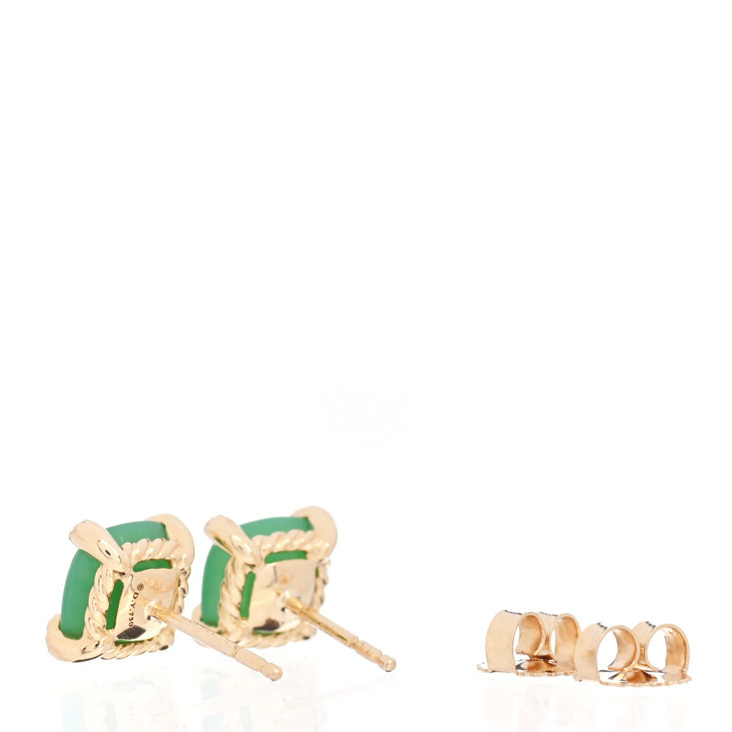 18K Yellow Gold Diamond Chrysoprase 8mm Chatelaine Earrings