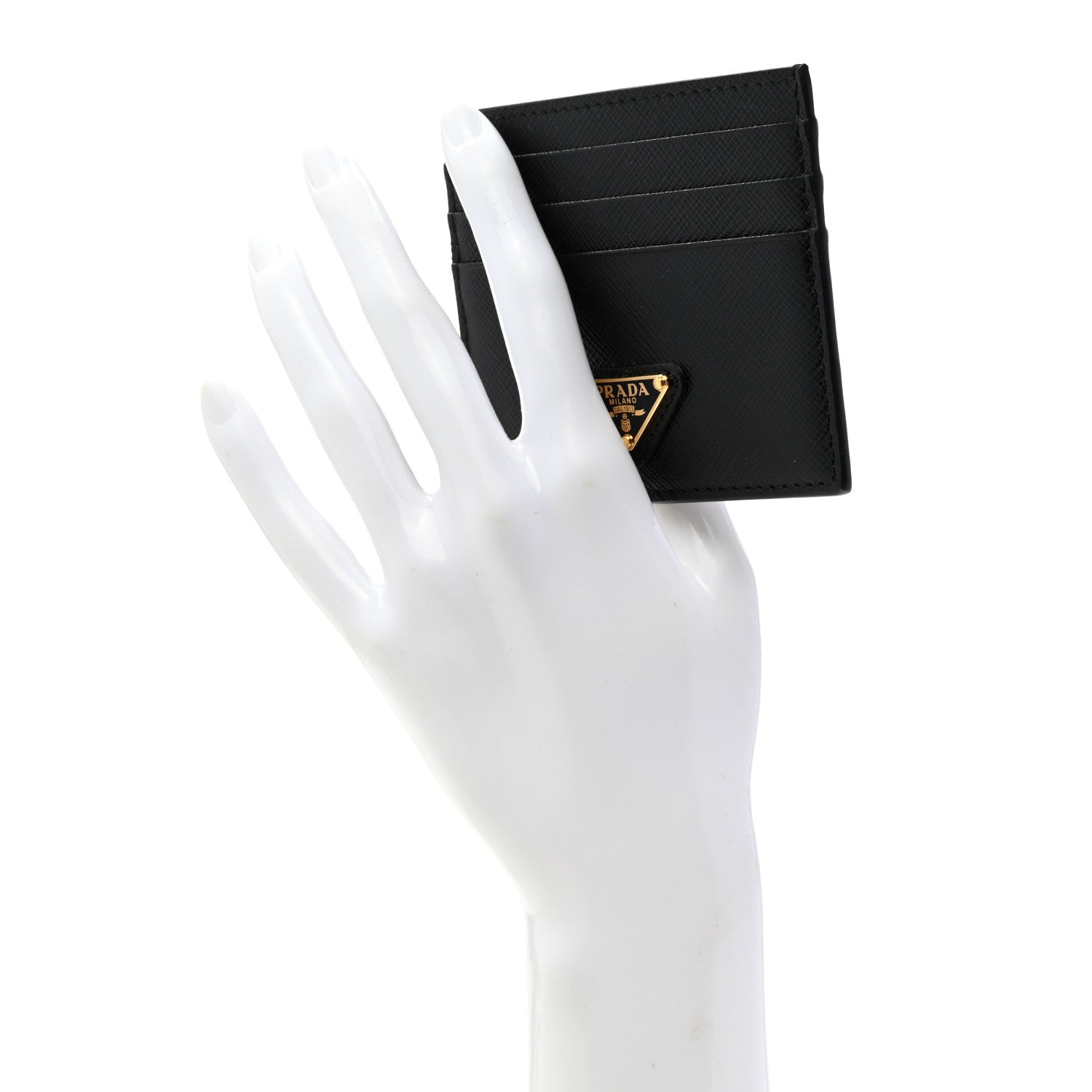 Prada Saffiano Triangle Card Case Black 2 of 7