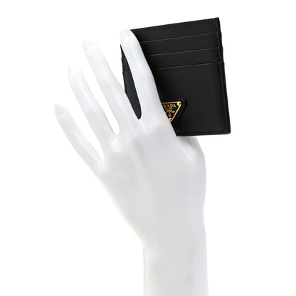 Prada Saffiano Triangle Card Case Black 2 of 7