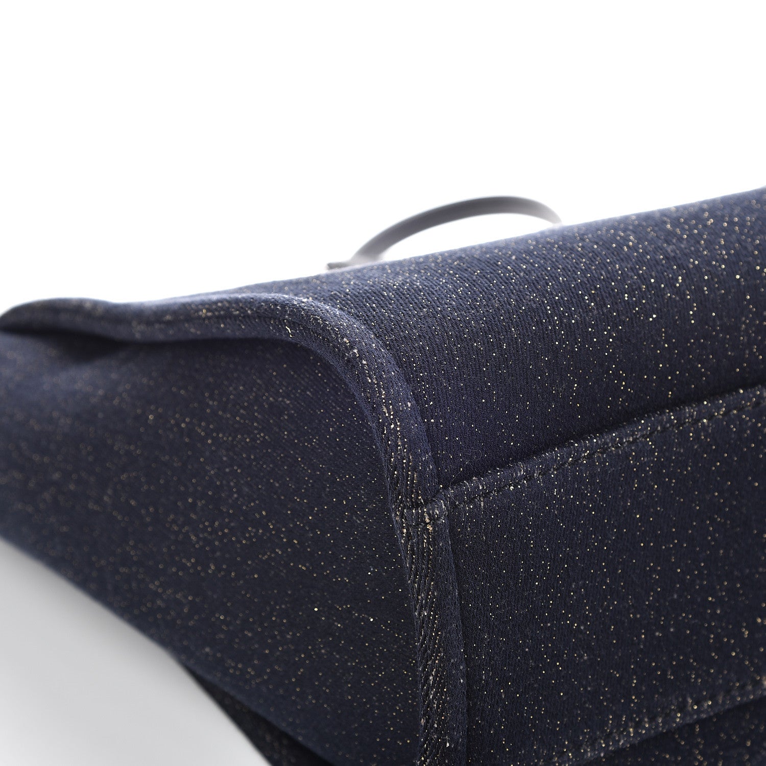 Chanel Lurex Canvas Small Deauville Tote Navy Blue Gold 11 of 12