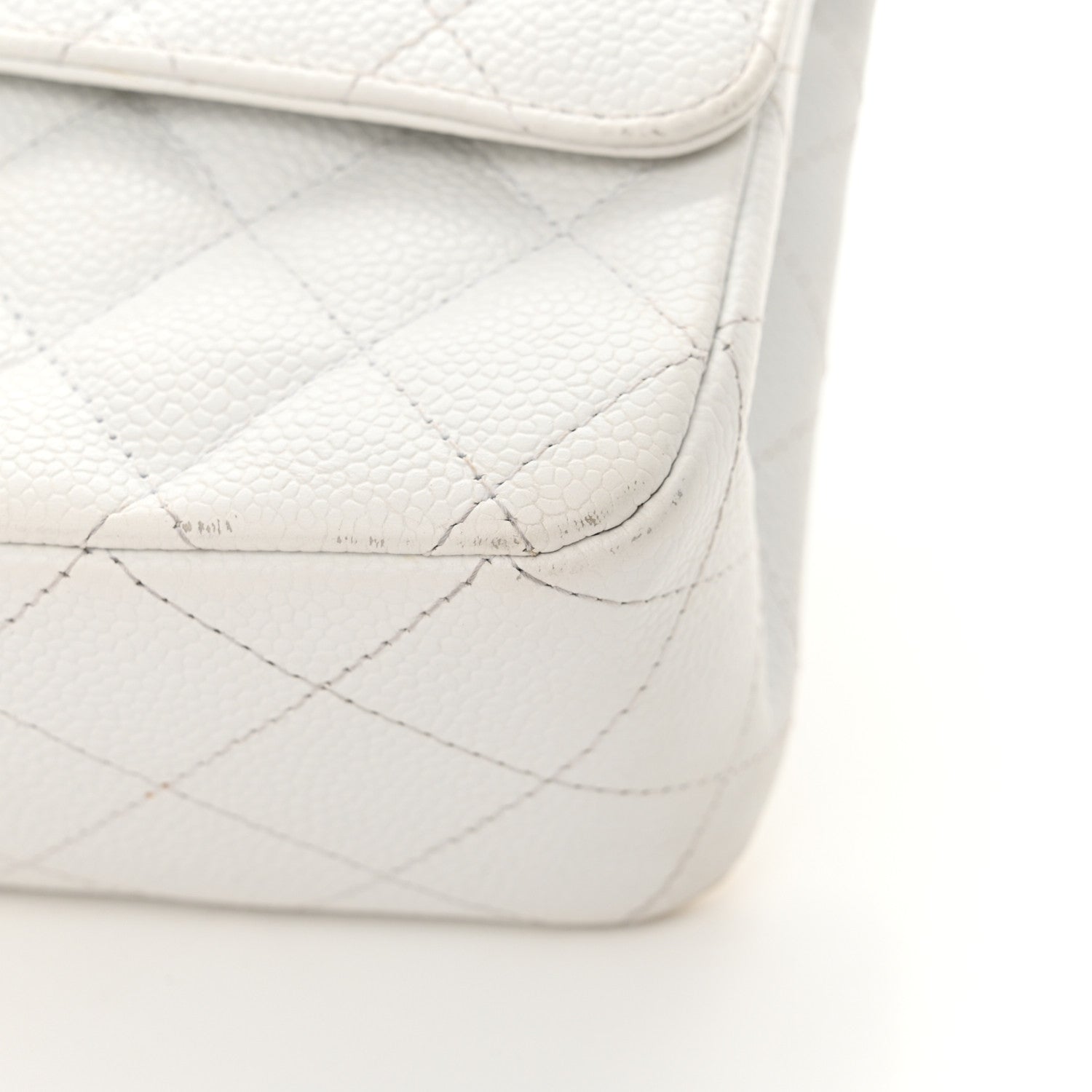 Chanel Caviar Quilted Medium Double Flap Bijoux Chain White 22 of 26