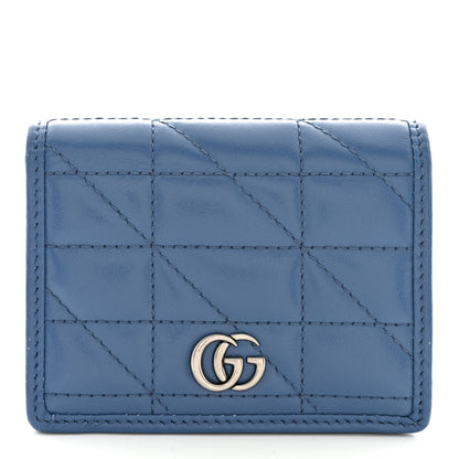 Gucci Calfskin Matelasse Aria GG Marmont Card Case Wallet Clear Blue 1 of 11