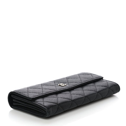 Chanel Caviar Quilted Large Gusset Flap Wallet Black 4 of 14
