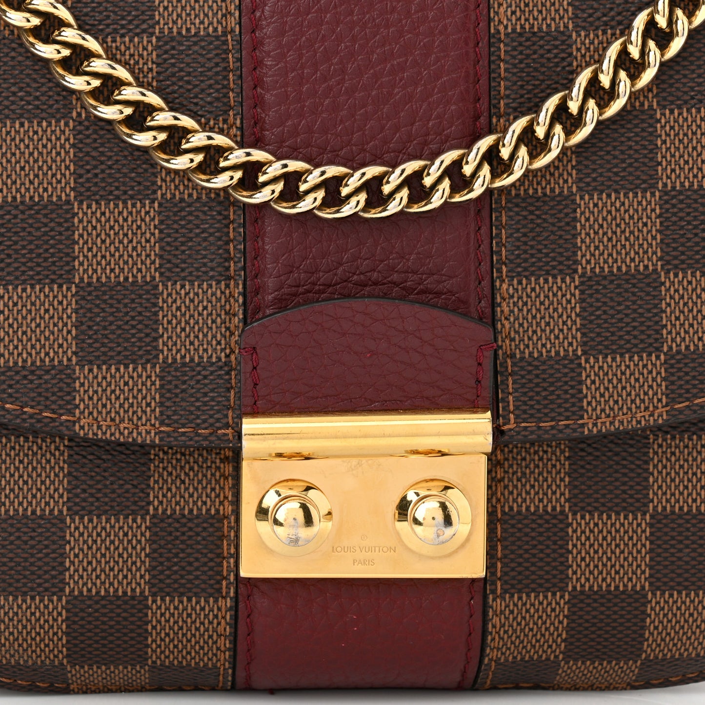 Damier Ebene Cuir Taurillon Wight Bordeaux