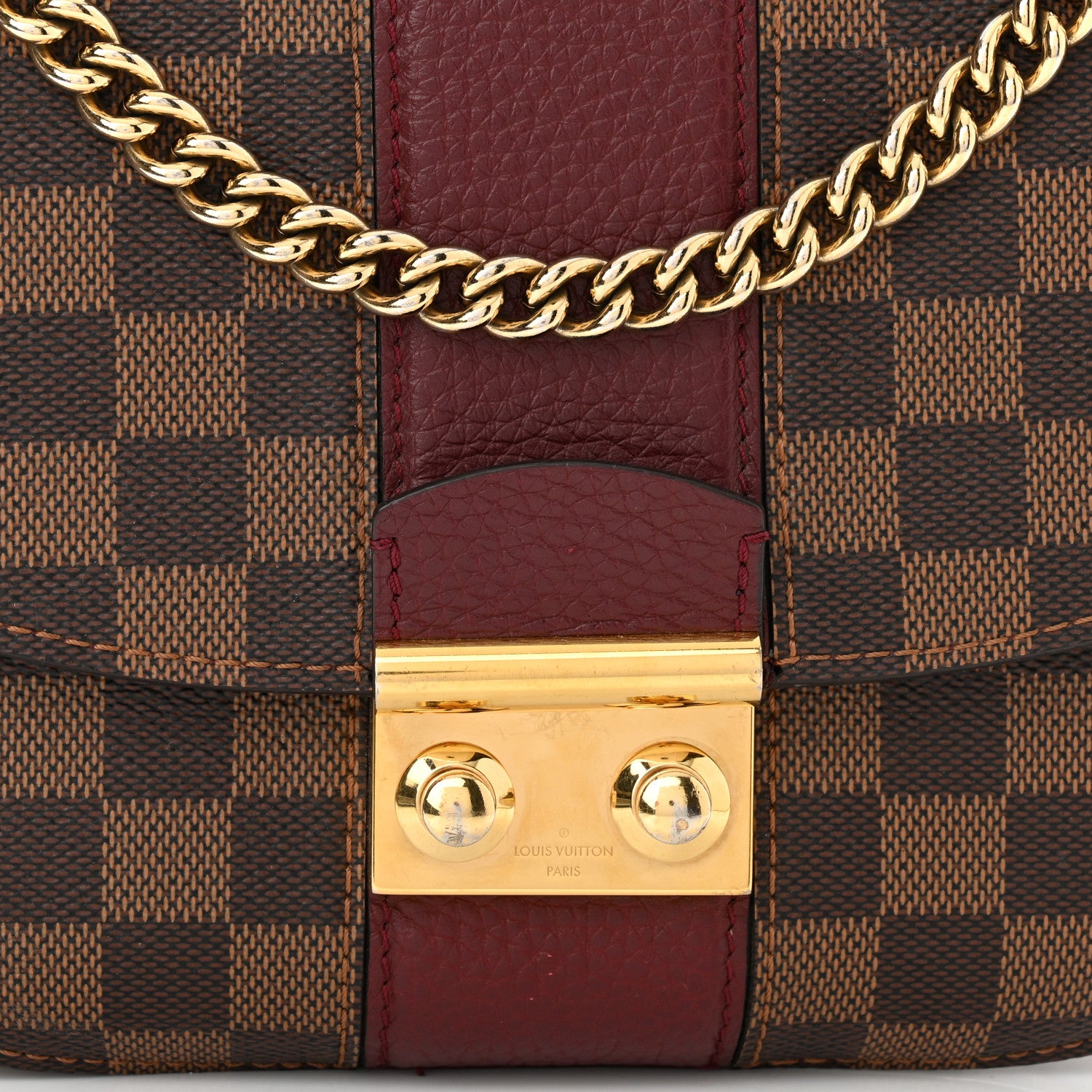Louis Vuitton Damier Ebene Cuir Taurillon Wight Bordeaux 7 of 12