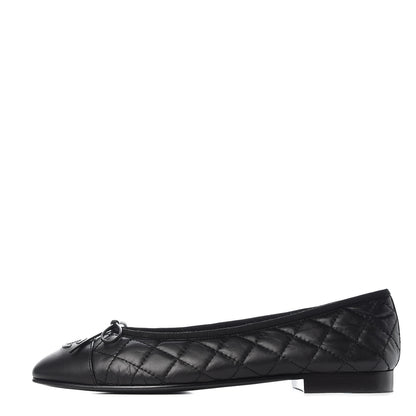 Chanel Aged Calfskin Quilted Cap Toe Ballerina Flats 40.5 Black 1 of 8