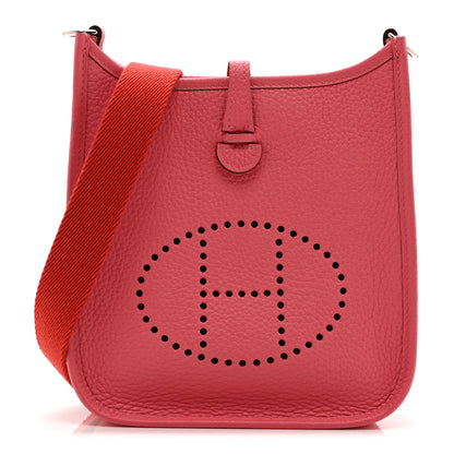 Hermes Taurillon Clemence Amazone Evelyne TPM Rose Azalee Rouge Pivoine 1 of 12