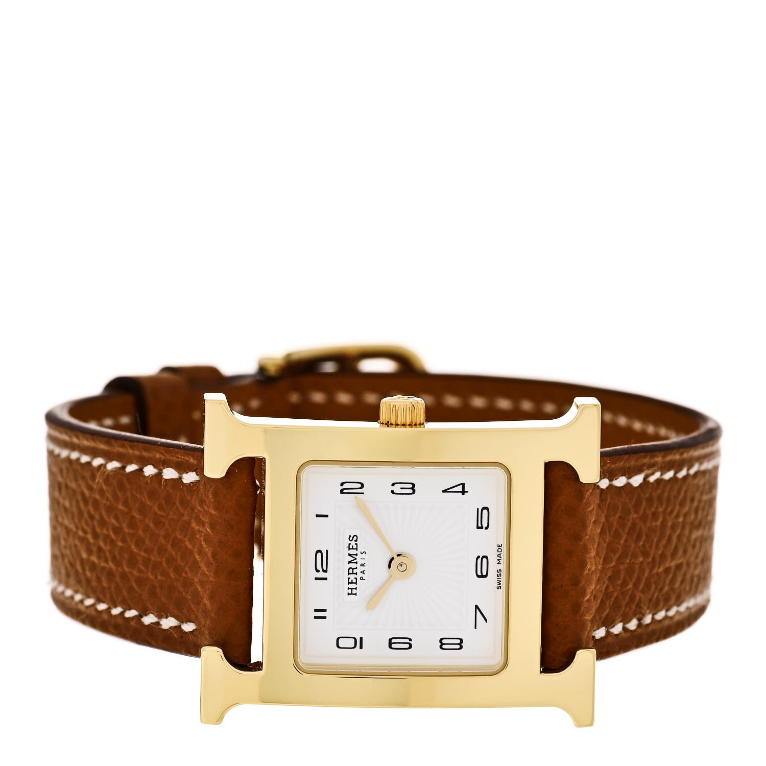 Hermes Stainless Steel Epsom 21mm Heure H Hour Quartz Watch Gold 2 of 5
