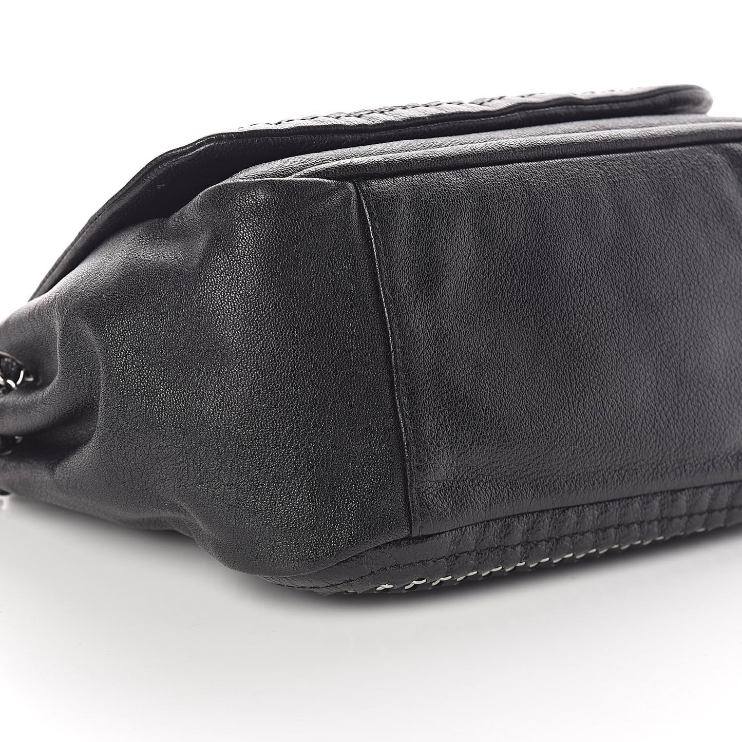 Metallic Goatskin Luxe Ligne Flap Black