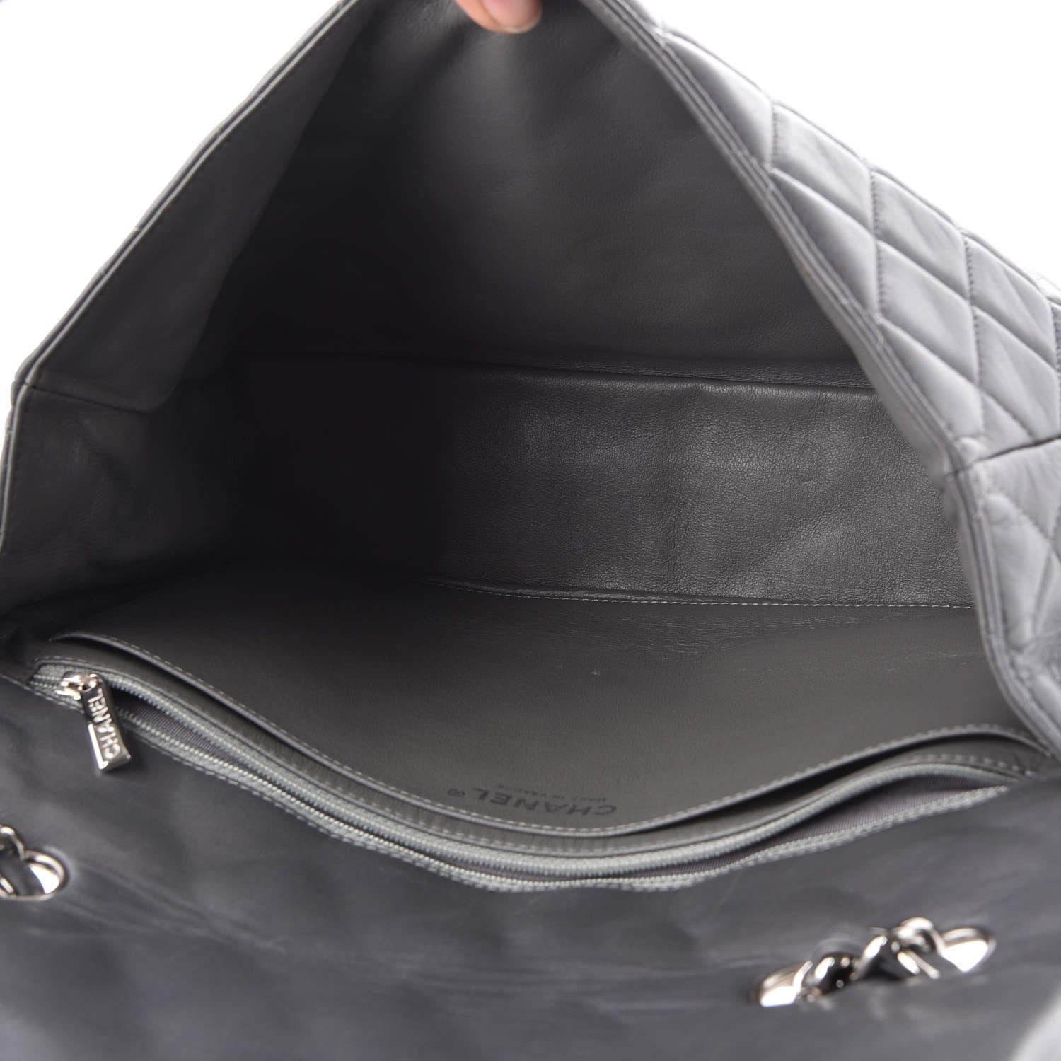 Chanel Lambskin Quilted Jumbo Single Flap Grey 6 of 8