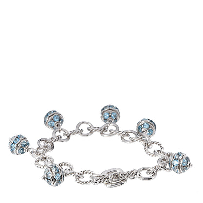 David Yurman Sterling Silver Blue Topaz Oval Link Charm Bracelet 3 of 4