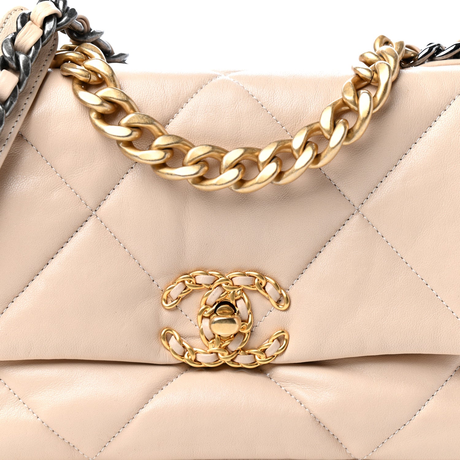 Chanel Goatskin Quilted Medium Chanel 19 Flap Beige 10 of 11