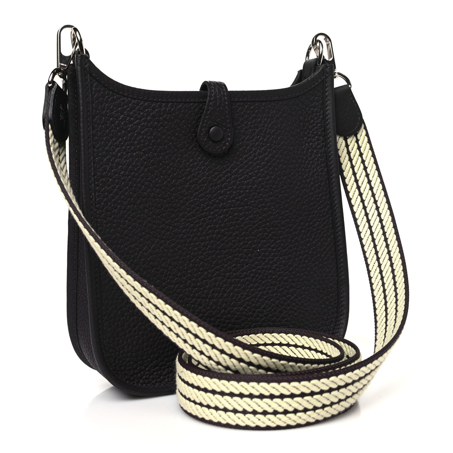 Hermes Taurillon Clemence Evelyne Sangle Cordage TPM Prunoir Jaune Milton 3 of 11