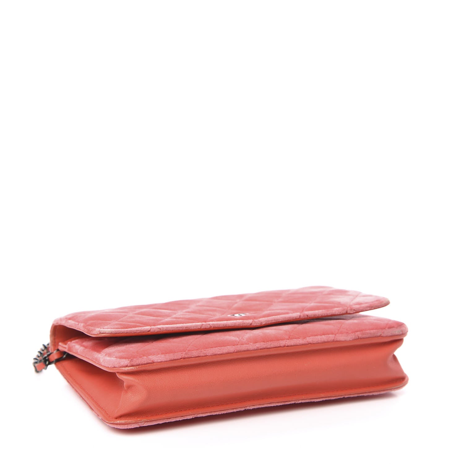 Chanel Velvet Classic Quilted Wallet On Chain WOC Coral 4 of 18