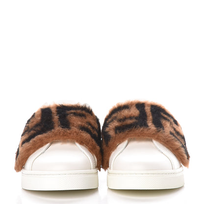 Fendi Vitello Shearling FF Velcro Slip On Sneakers 36 White 2 of 11
