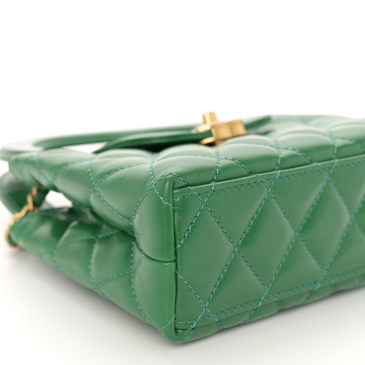 Chanel Shiny Aged Calfskin Quilted Nano Kelly Shopper Green 9 of 11