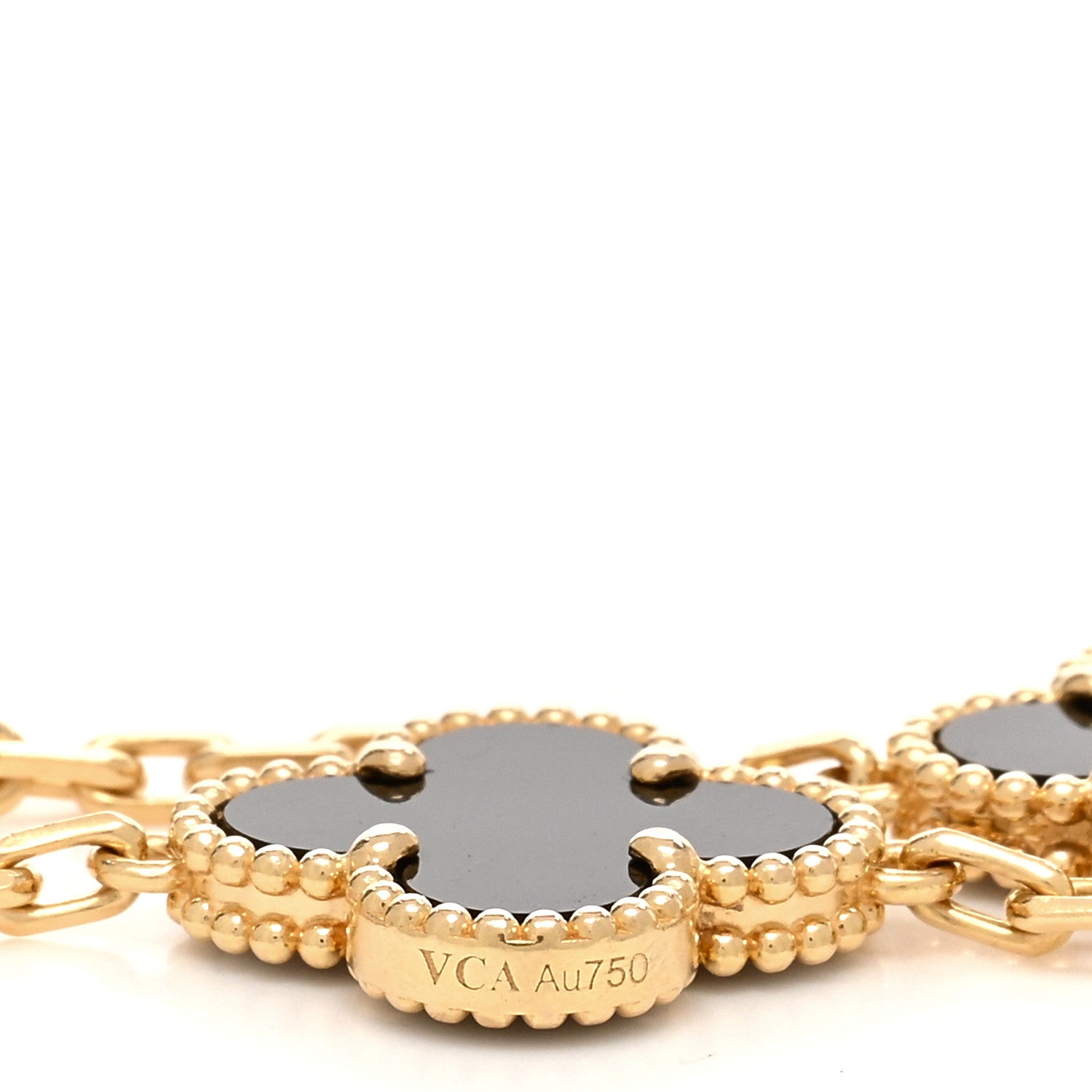 Van Cleef & Arpels 18K Yellow Gold Black Onyx 5 Motifs Vintage Alhambra Bracelet 3 of 5
