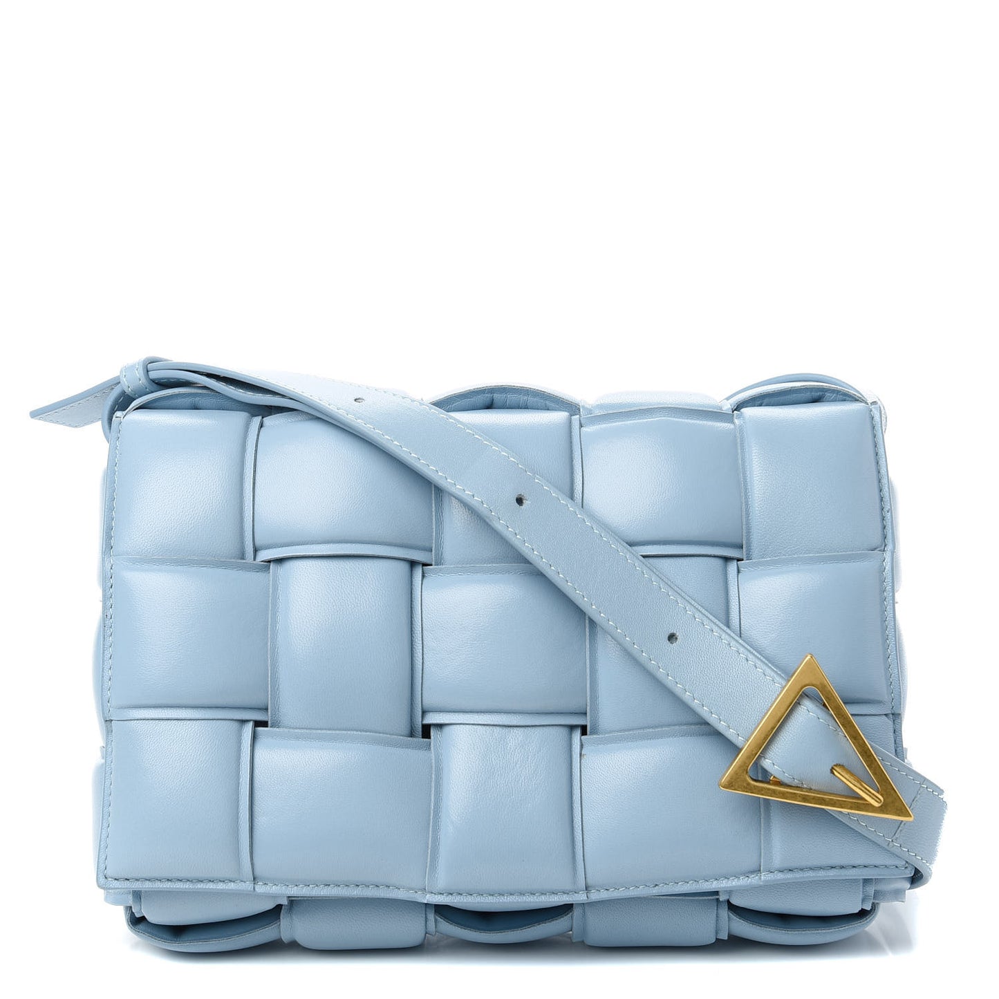 Nappa Maxi Intreccio Padded Cassette Crossbody Bag Ice