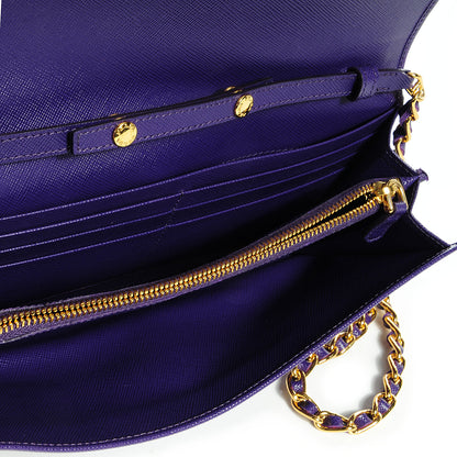 Prada Saffiano Metal Oro Chain Wallet Viola 8 of 9