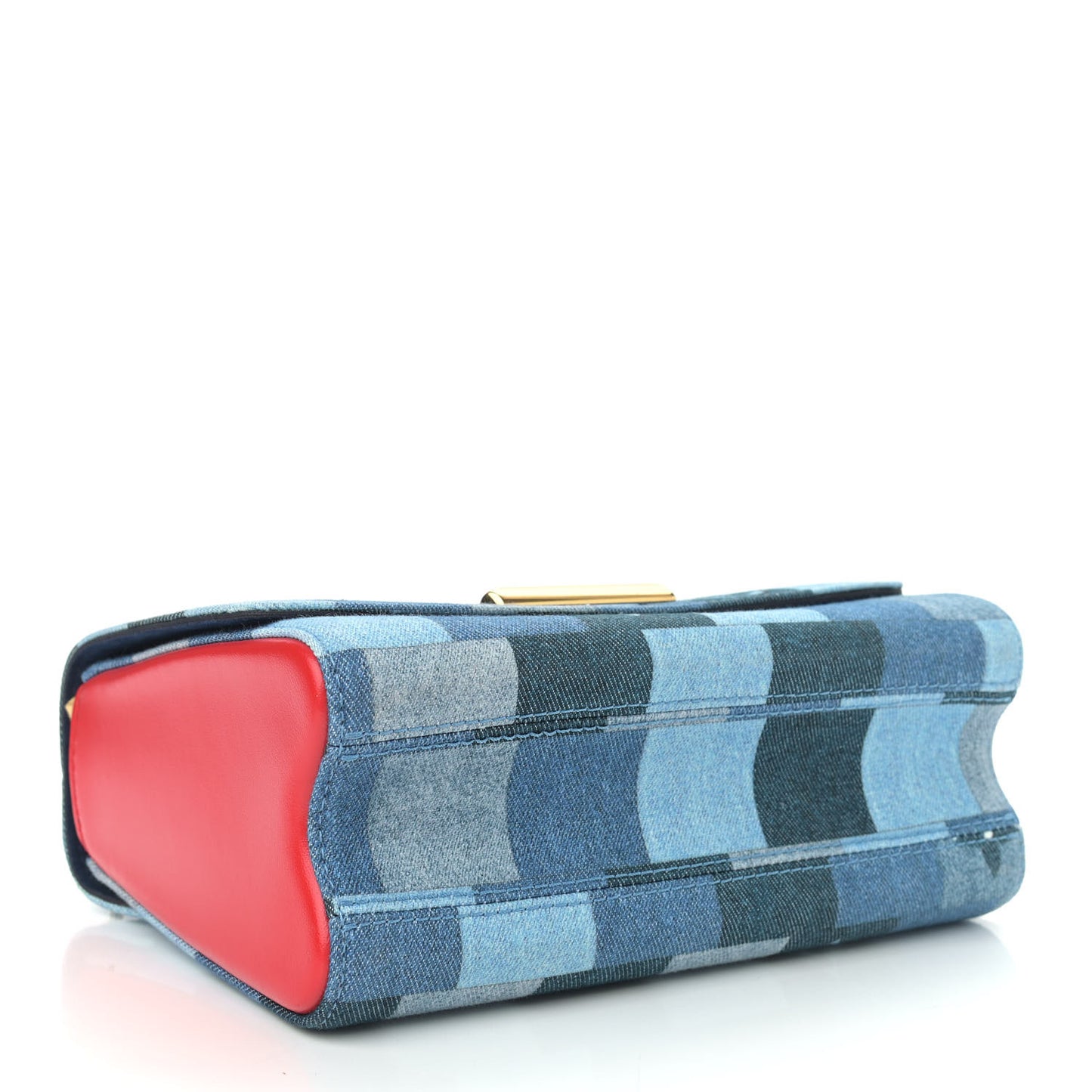 Denim Damier Monogram Twist Shoulder Bag MM Blue Rouge
