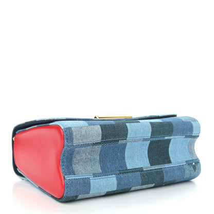 Louis Vuitton Denim Damier Monogram Twist Shoulder Bag MM Blue Rouge 4 of 9