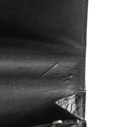 Balenciaga Shiny Calfskin Monochrome Crocodile Embossed S Sharp Chain Shoulder Bag Black 9 of 14