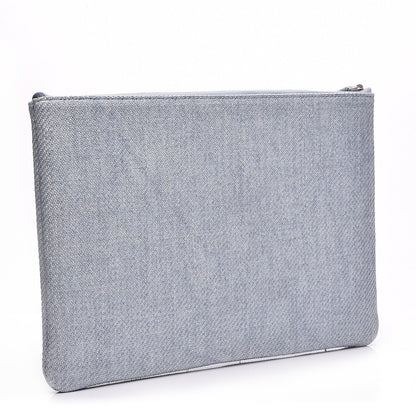 Chanel Canvas Large Deauville Pouch Blue 4 of 8