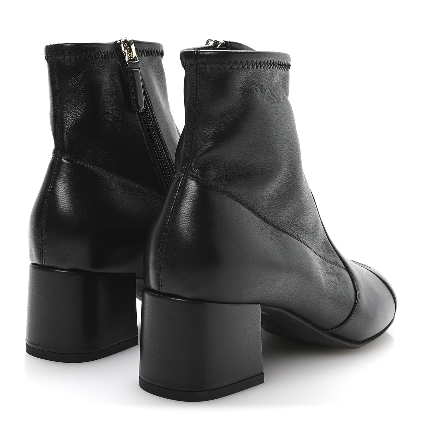 Stretch Lambskin Cap Toe CC Short Boots 37.5 Black