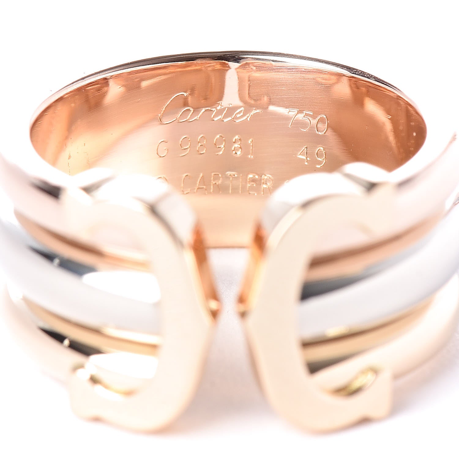 Cartier 18K Pink Yellow White Gold C De Ring 49 4.75 4 of 4