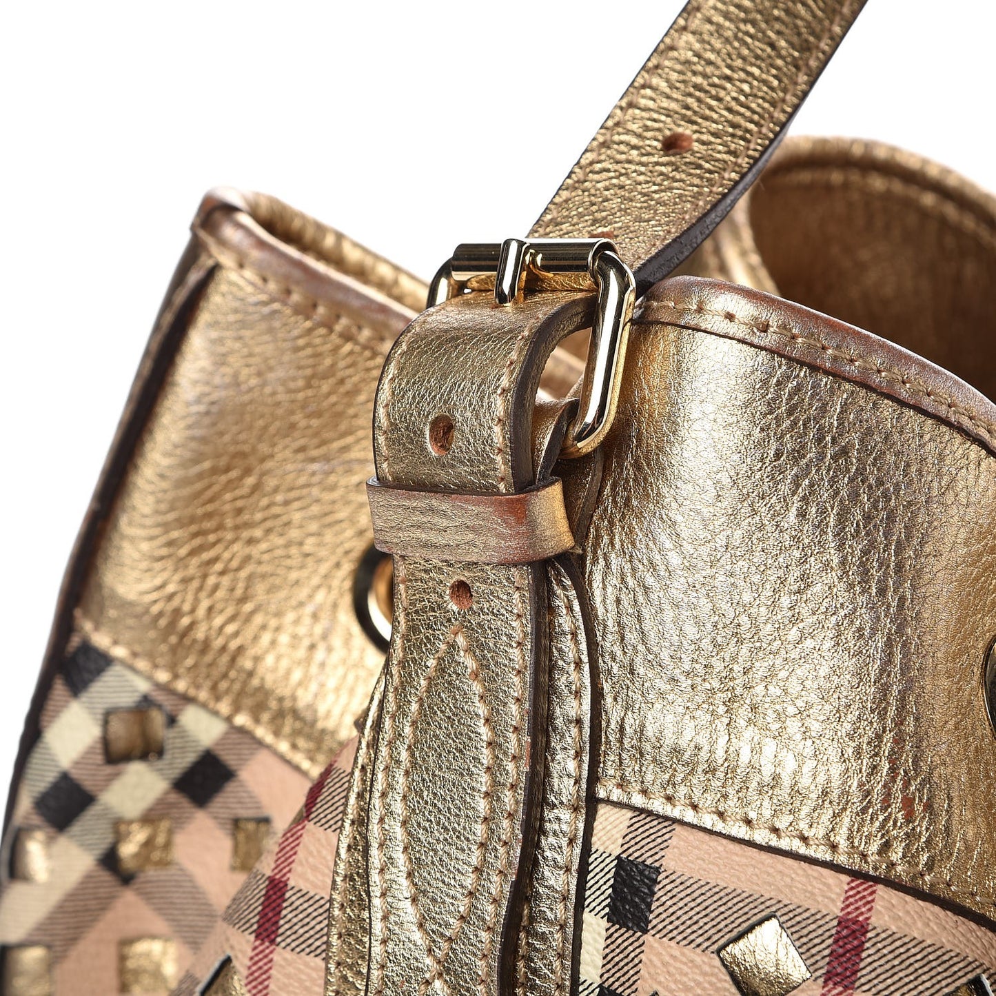 Haymarket Check Drawstring Claudia Bag Gold